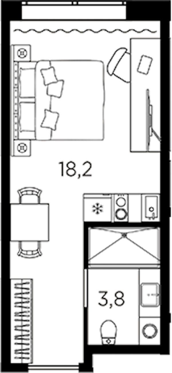 Квартира студия 22 м², 7/13 эт., ЖК «AVENIR Industrial»